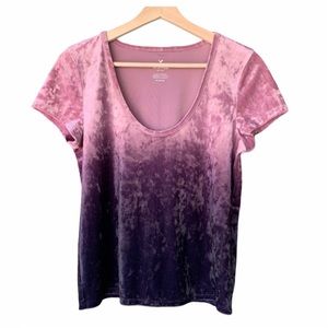 AEO Velvet Ombré Pink and Purple Top Size Medium